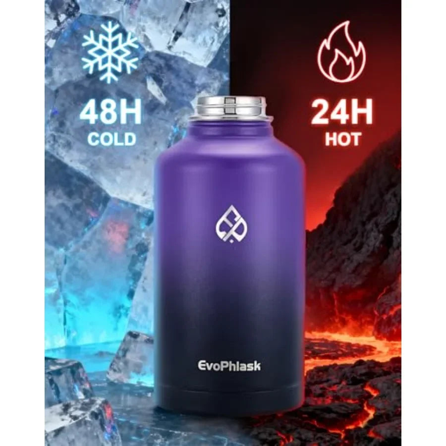 Insulated Water Bottle, Vacuum Stainless Steel Water Bottle Keep Cold 48Hrs, Half Gallon Large Water Jug for Travel, Sport, Gym