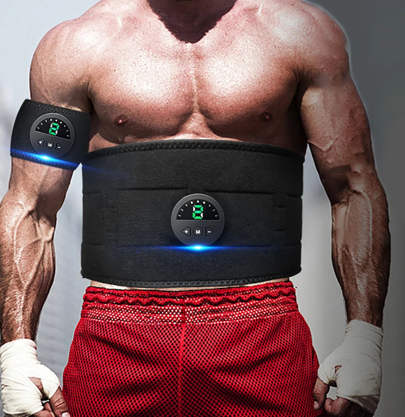 EMS Abdominal Muscle Trainer 6 Modes Abdominal USB Rechargeable ABS Training Belt Exercise Fitness Equipment Muscle Massager