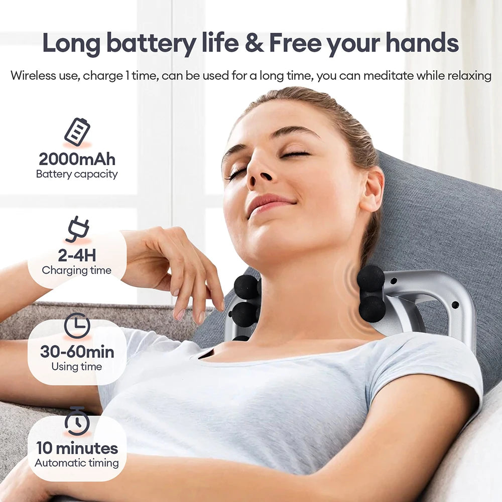 42 Heads Fascia Gun Wireless Vibration Body Massage Gun 9 Speed Red Light Deep Tissue Muscle Relax Massager for Gym Office Home
