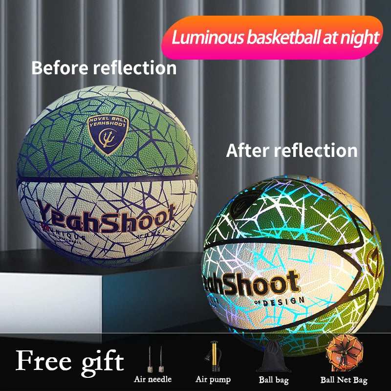 2026 Dark-Glowing Holographic Basketball - Light-Up Luminous Basketball for Outdoor Training And Nighttime Games