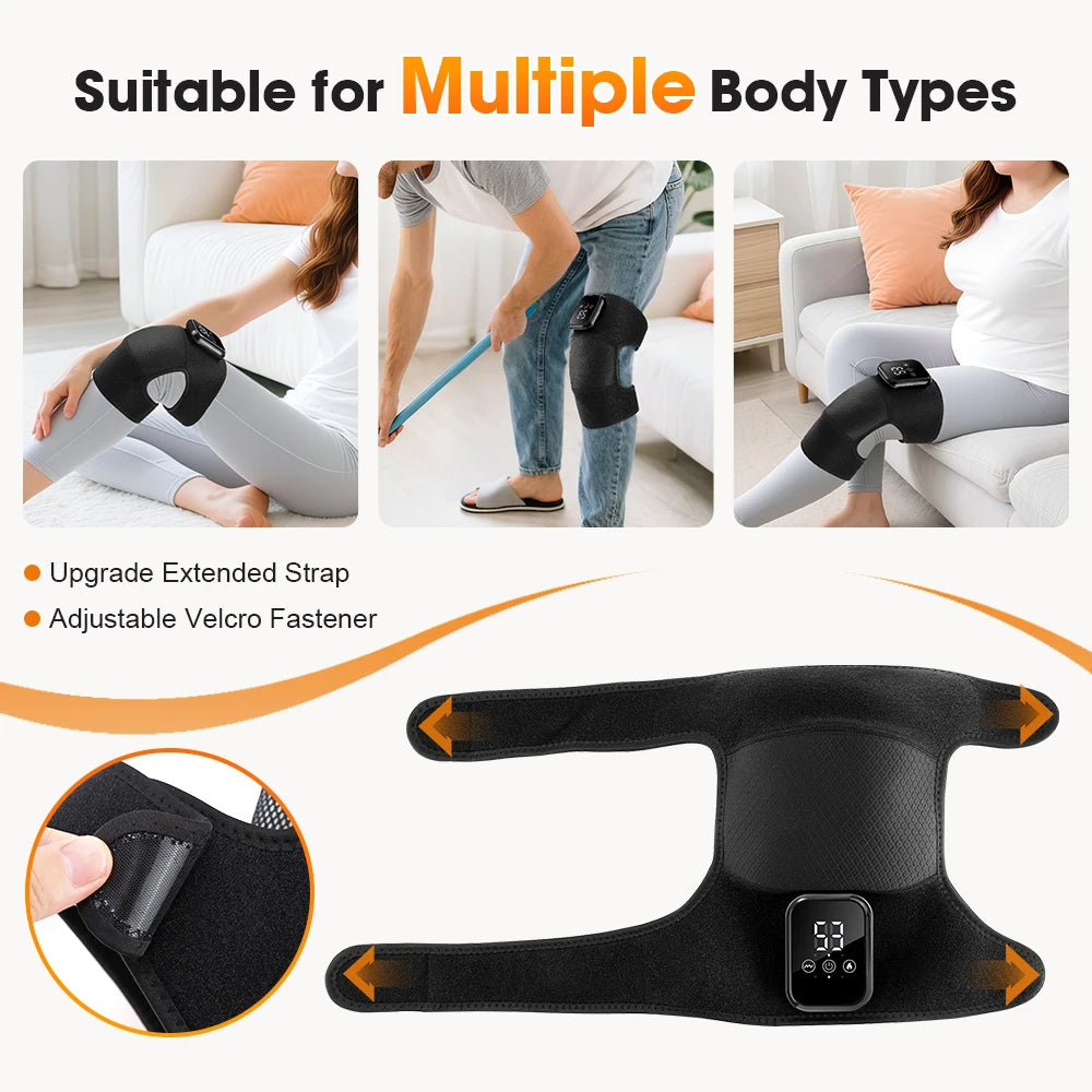 Electric Heated Vibration Knee Massage Pad 3 Level Hot Compress Thermal Joint Brace Care Muscle Relaxation Blood Circulation