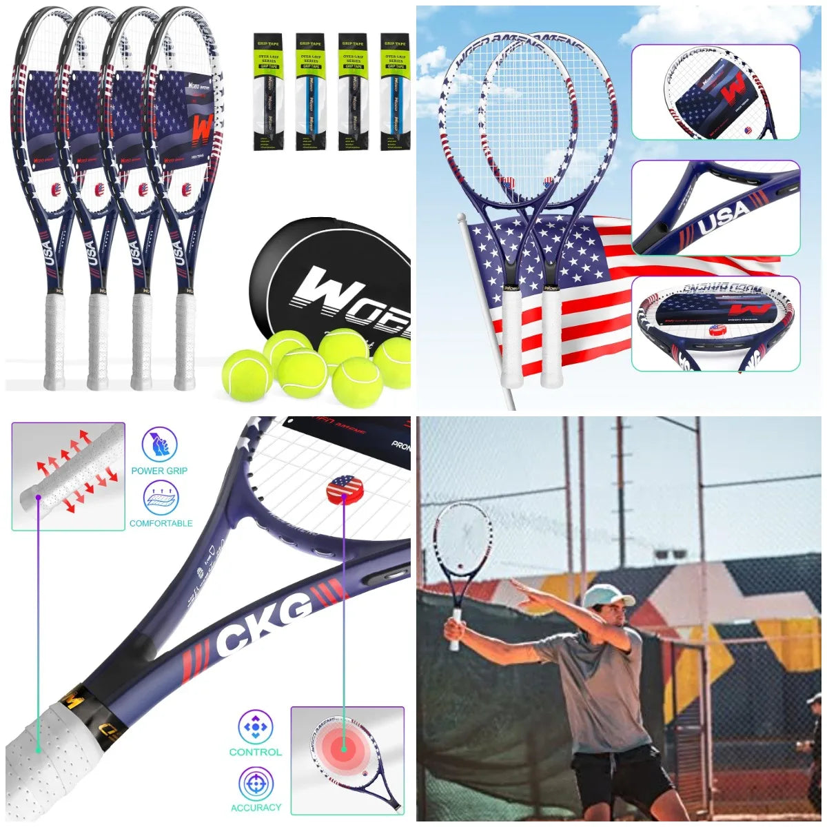 Tennis Rackets for Adults 27 Inch Tennis Racquets Set Included