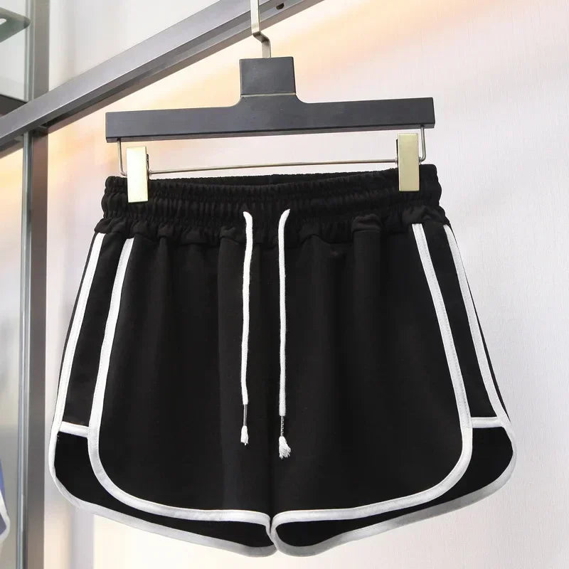 2024 Striped Sports Shorts Women Korean Fashion Casual Mini Shorts Summer Simple Loose Wide Leg Shorts Ladies New