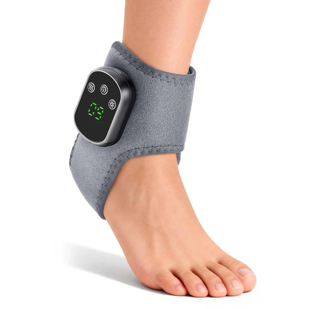 Rechargeable Wireless LED Ankle Massager with Heated Brace 5 Heat Settings & 3 Vibrations for Joint Relief And Relaxation