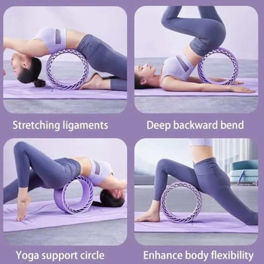 Curve magic wheel Fit Prop Foam Padded Back Stretcher Wheel with Center Spine Cradle Yoga Wheel for Improving Yoga Poses, Backb