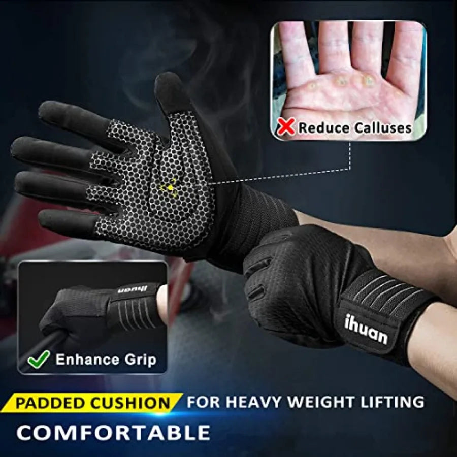Workout Gloves for Men Full-Finger: Weight Lifting for Men, Gym Full Hand Gloves for Weightlifting, Deadlift