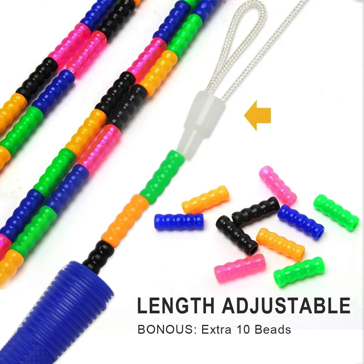 16FT Long Jump Rope 2 Pack, Double Dutch Beaded Skipping Rope for Kids Adults, Adjustable up to 17.2FT