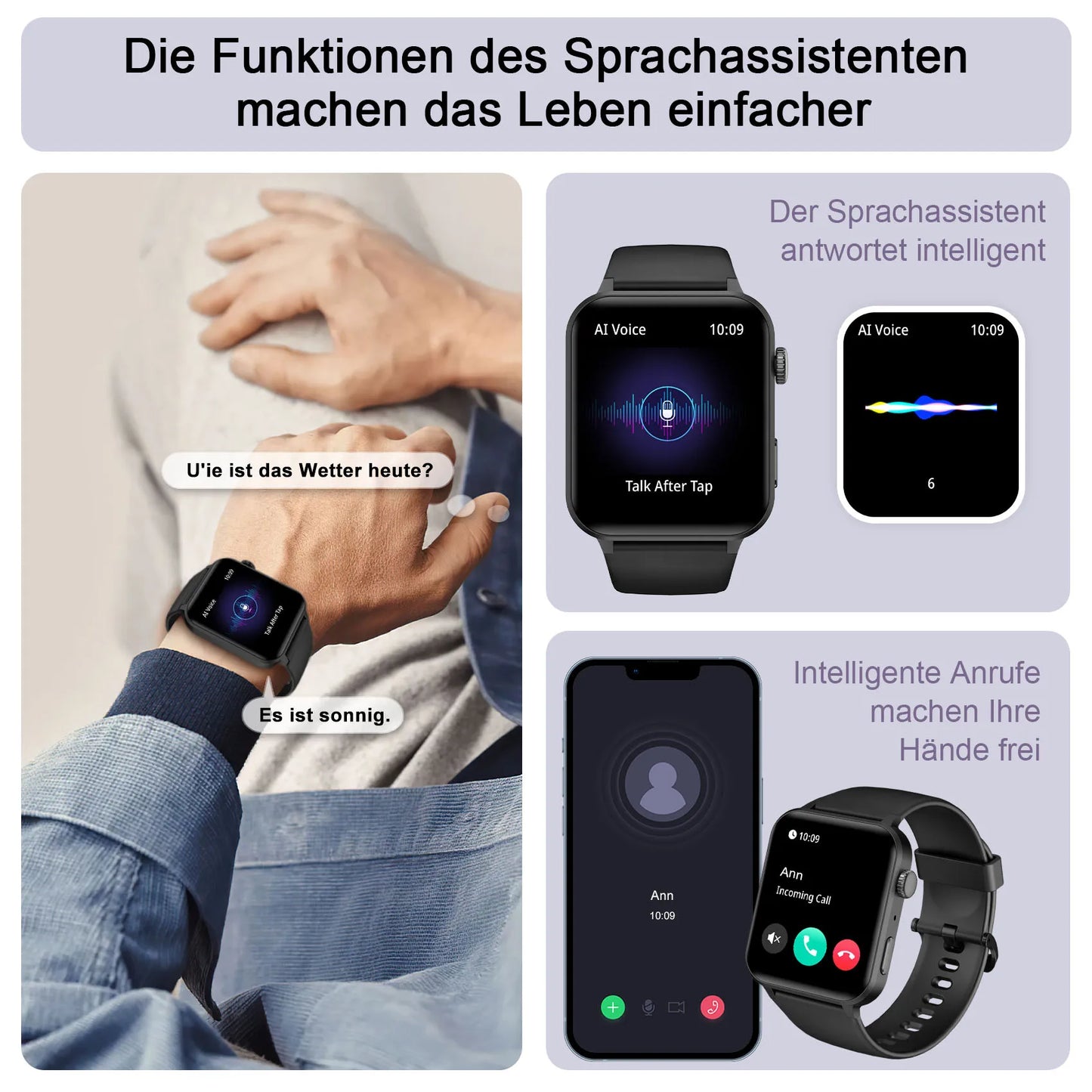 Blackview R30PRO Bluetooth Smartwatch Health Monitoring 100+ Sport Mode Fitness Watch 1.85‘’ HD TFT Screen Watches for Men Women