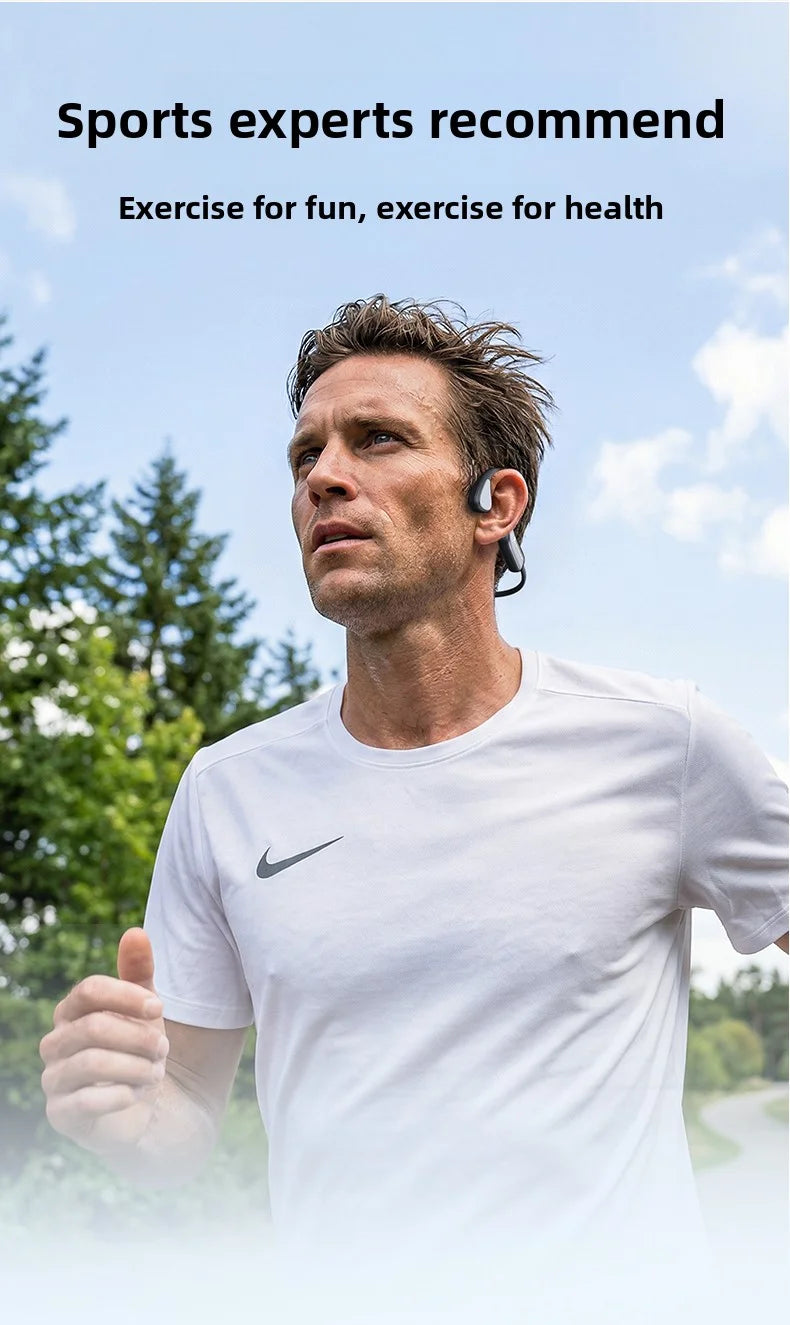 Bone Conduction Wireless Bluetooth Headphones Bluetooth 6.0 Sport Earphones Water And Sweat Proof Headset HD Call  Bluetooth Headphones With Mic