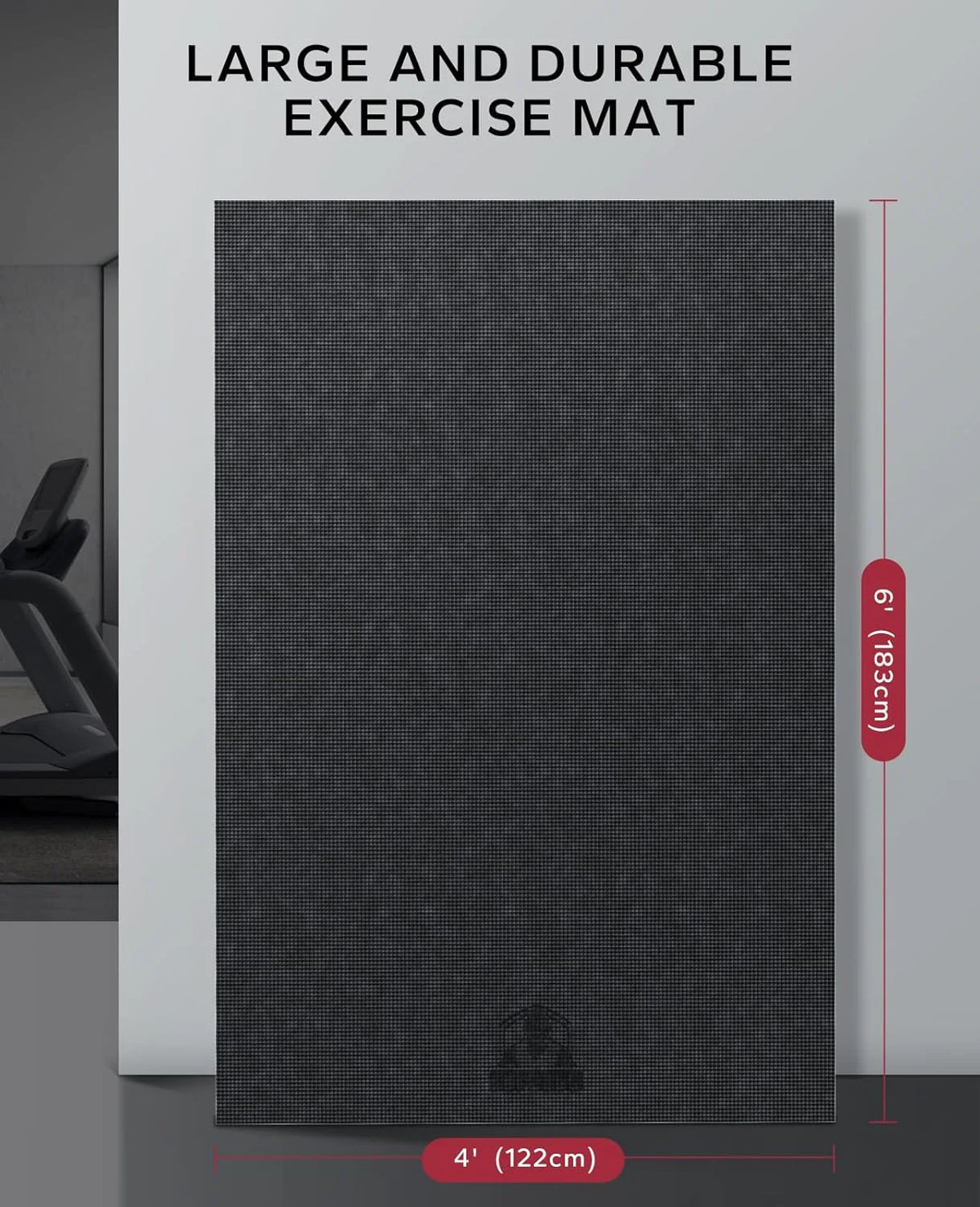 HAPBEAR 7'x5' Large Home Gym Mat 8mm Thick, High Density PVC Commercial Grade Fitness Flooring, Non Slip Shock Absorbing Durable Exercise Mat for CrossFit HIIT Cardio Strength Training, with Bands & Bag