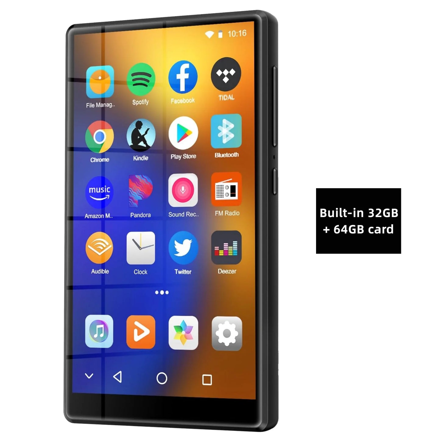 1080P Android 13.0 4.7-inch 96GB (64GB+32GB) MP3/MP4 Player with Bluetooth and WiFi, up to 1TB