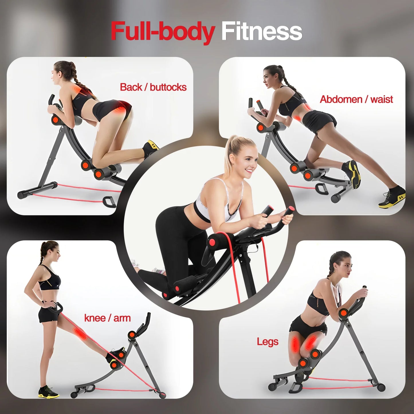 Fitness AB Machine Abdominal Trainers Core Workout Equipment 440 lbs Foldable Height Adjustable For Home Exercise Kit Whole Body