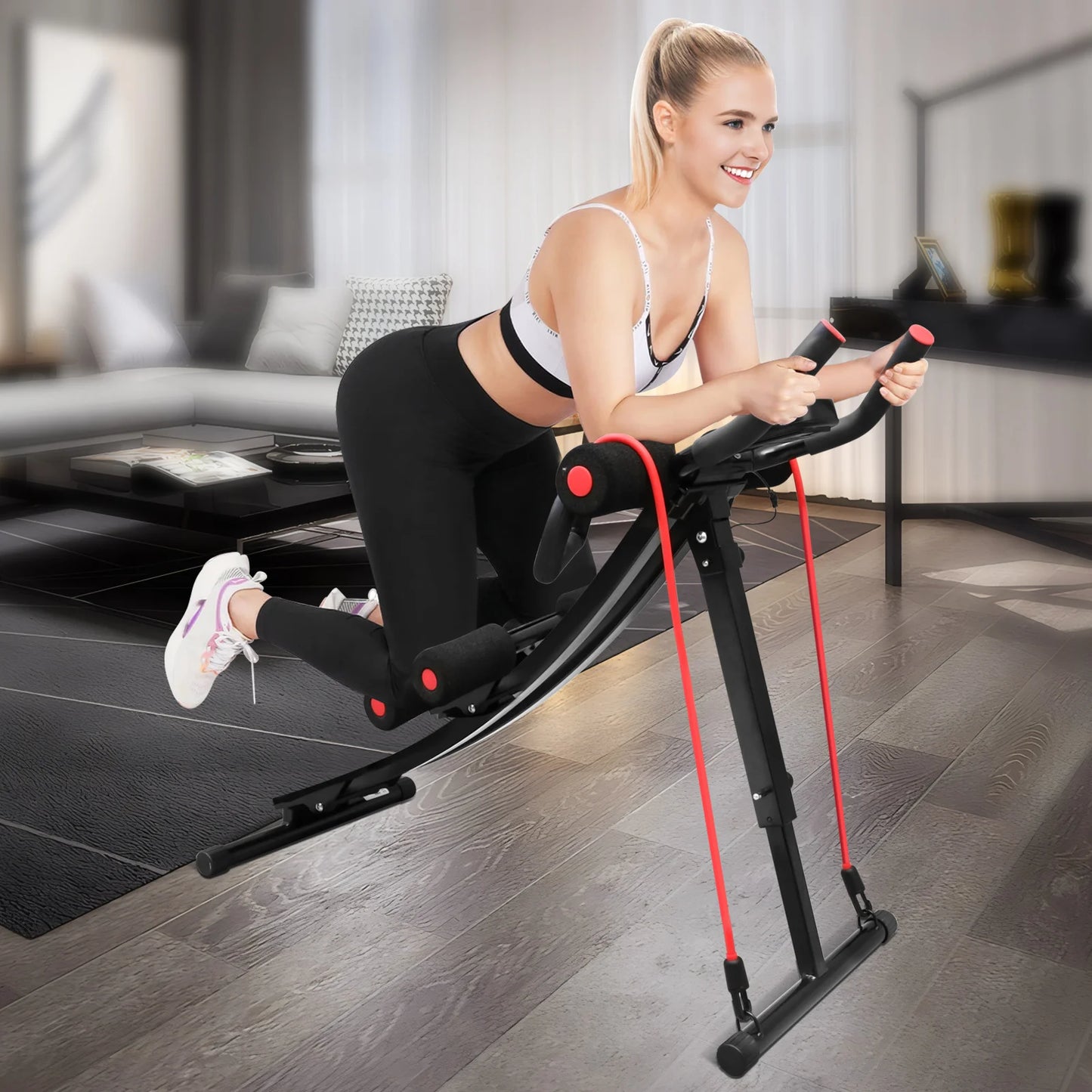 Fitness AB Machine Abdominal Trainers Core Workout Equipment 440 lbs Foldable Height Adjustable For Home Exercise Kit Whole Body