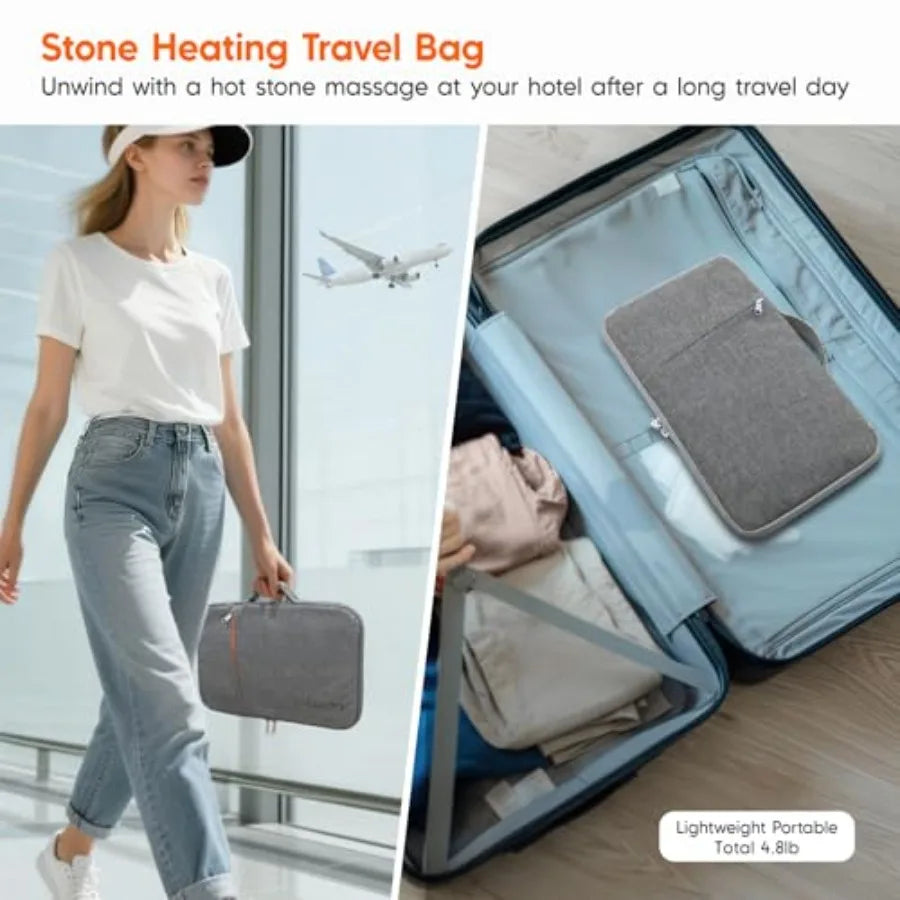 Portable Hot Stone Massage Warmer - Digital Controller Rocks Heating Bag, Electric Massager and Heater for Home Spa Relax Muscl