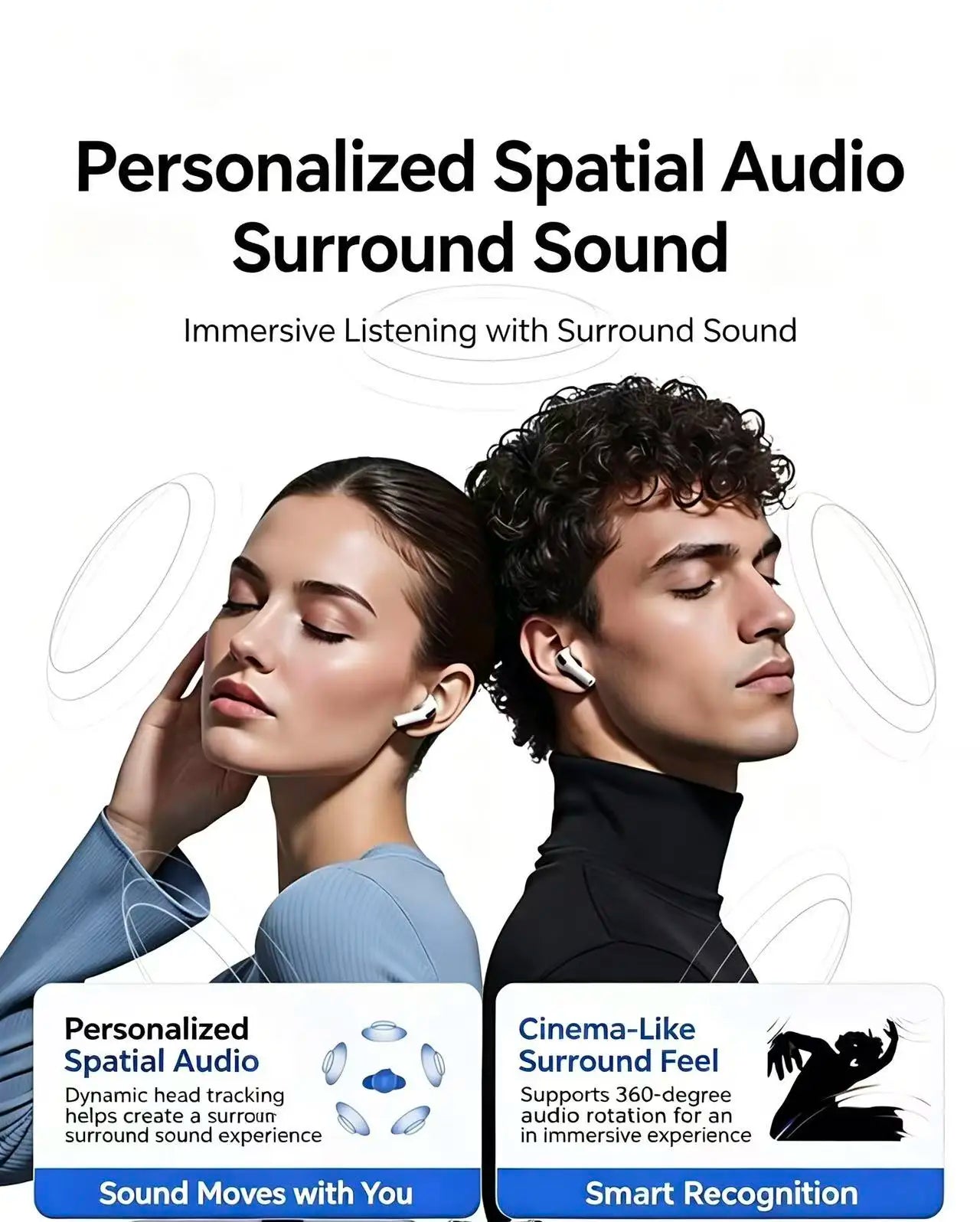 [Pro3] Sports Wireless Earbuds ANC Noise Cancelling Bluetooth Headphones Real-Time Heart Rate Monitor Sweatproof HiFi Stereo Earphones For Running Gym Office All Bluetooth