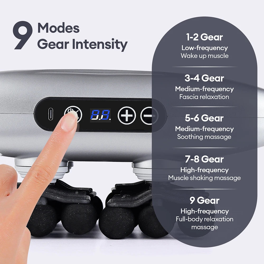 42 Heads Fascia Gun Wireless Vibration Body Massage Gun 9 Speed Red Light Deep Tissue Muscle Relax Massager for Gym Office Home