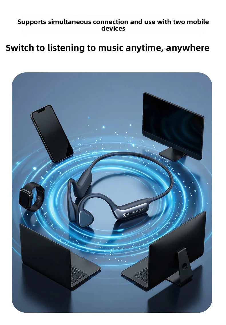 Bone Conduction Wireless Bluetooth Headphones Bluetooth 6.0 Sport Earphones Water And Sweat Proof Headset HD Call  Bluetooth Headphones With Mic