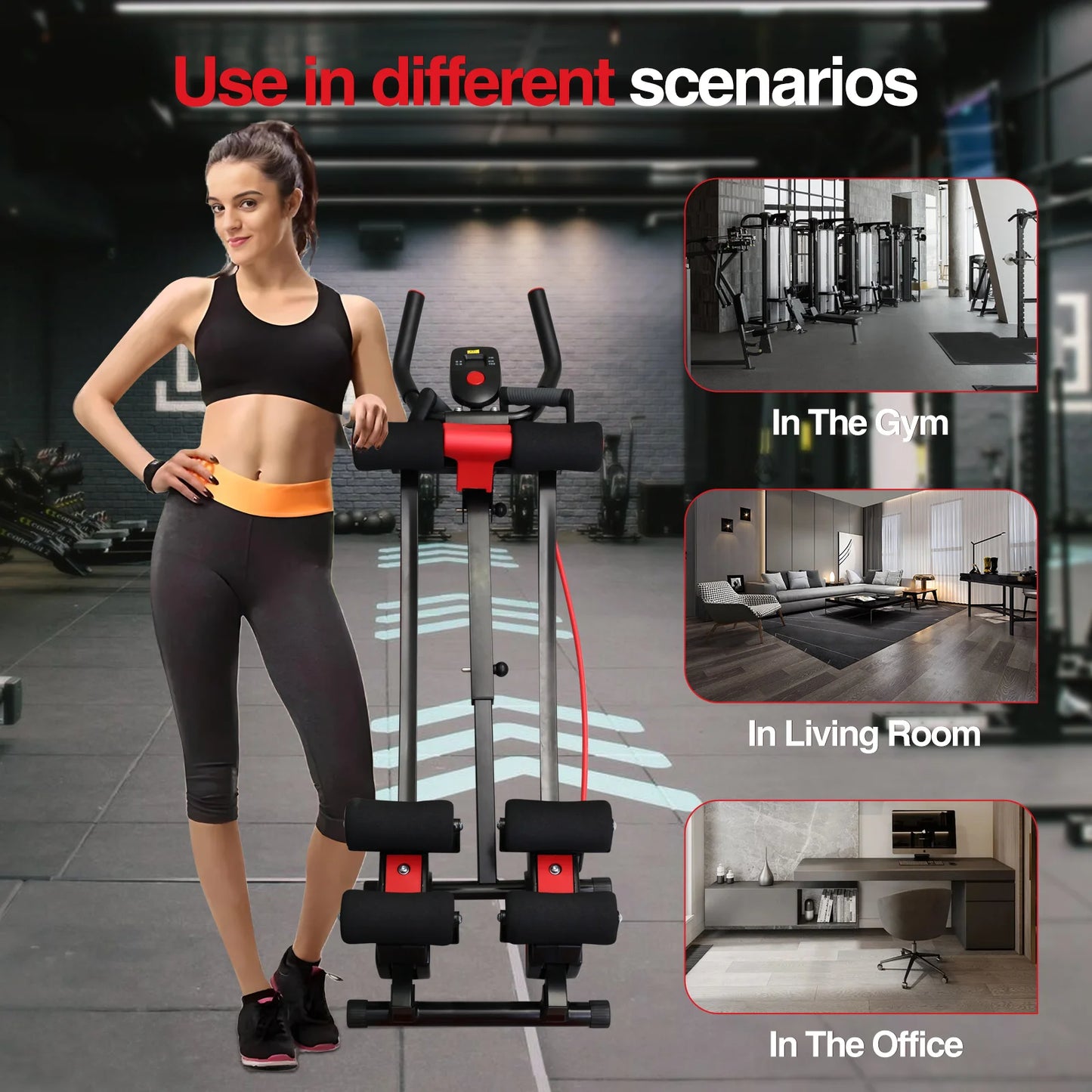 Fitness AB Machine Abdominal Trainers Core Workout Equipment 440 lbs Foldable Height Adjustable For Home Exercise Kit Whole Body
