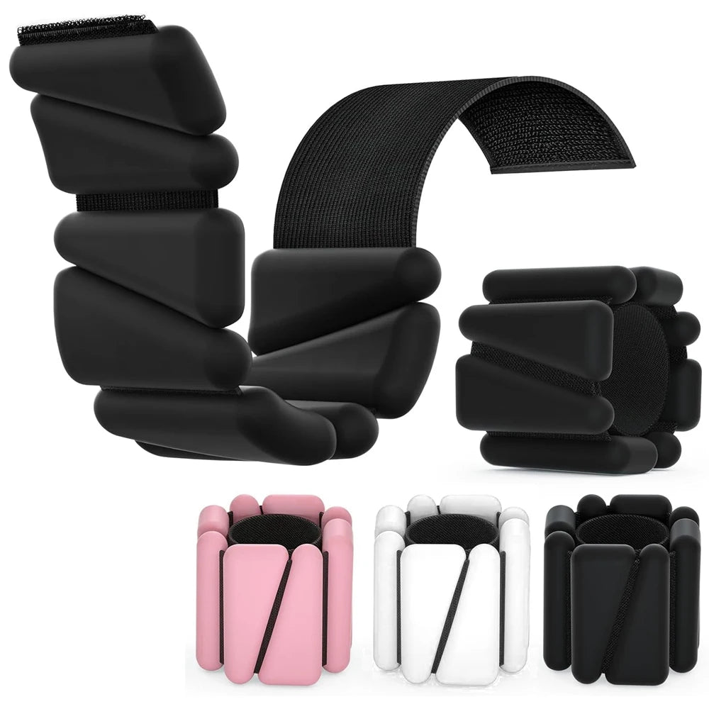 1Pair 2-4lbs Adjustable Wrist & Ankle Weights - Silicone Weighted Bracelets for Women Men - Yoga,Running,Pilates,Water Exercises
