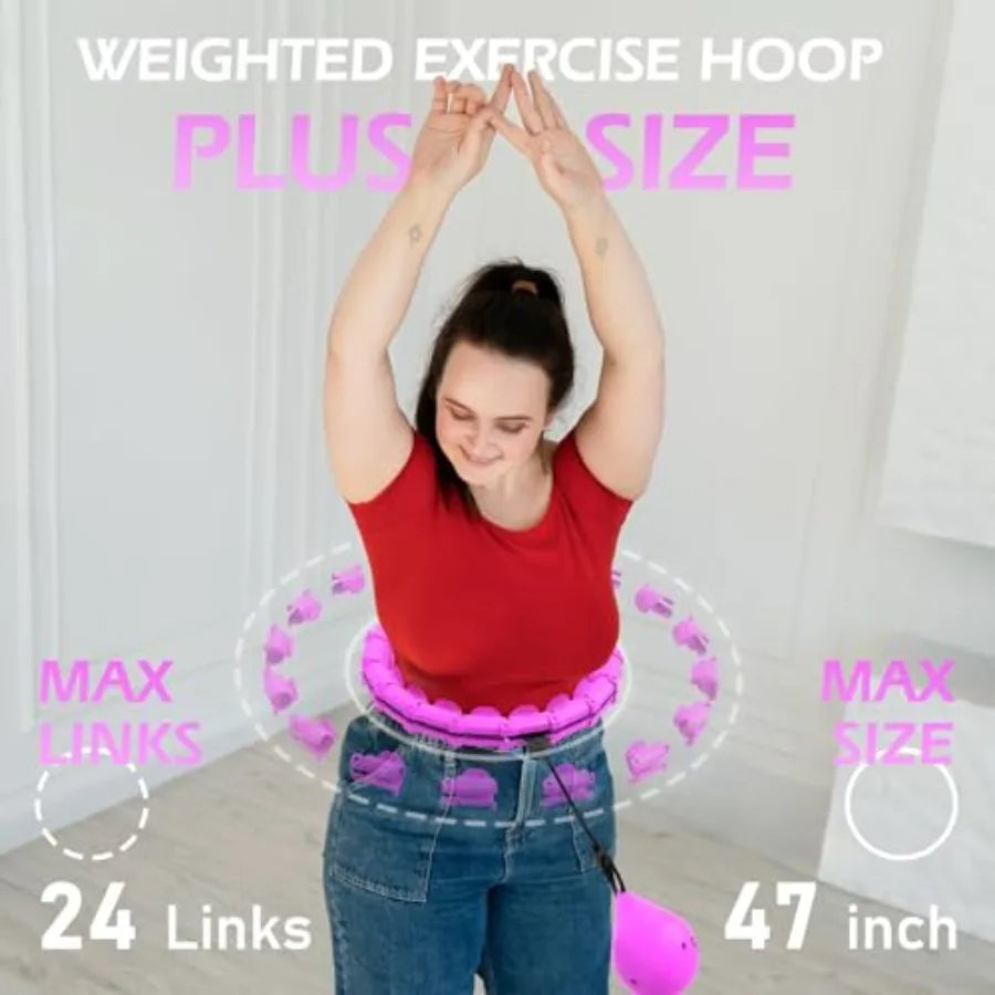 Weighted Hula Circle with 24 Links for Adults Weight Loss, Infinity Fitness Hoop Plus Size, for Women Smart Exercise Equipment