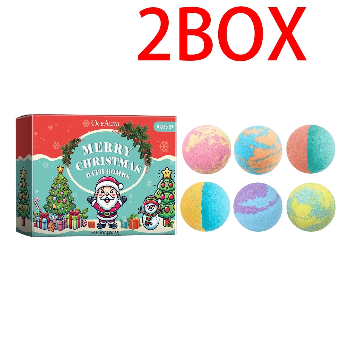 OceAura Christmas Bath Bombs Set 6PC Colorful Fizzy Bath Bombs with Essential Oils Moisturizing Bubble Bath for Soft Skin