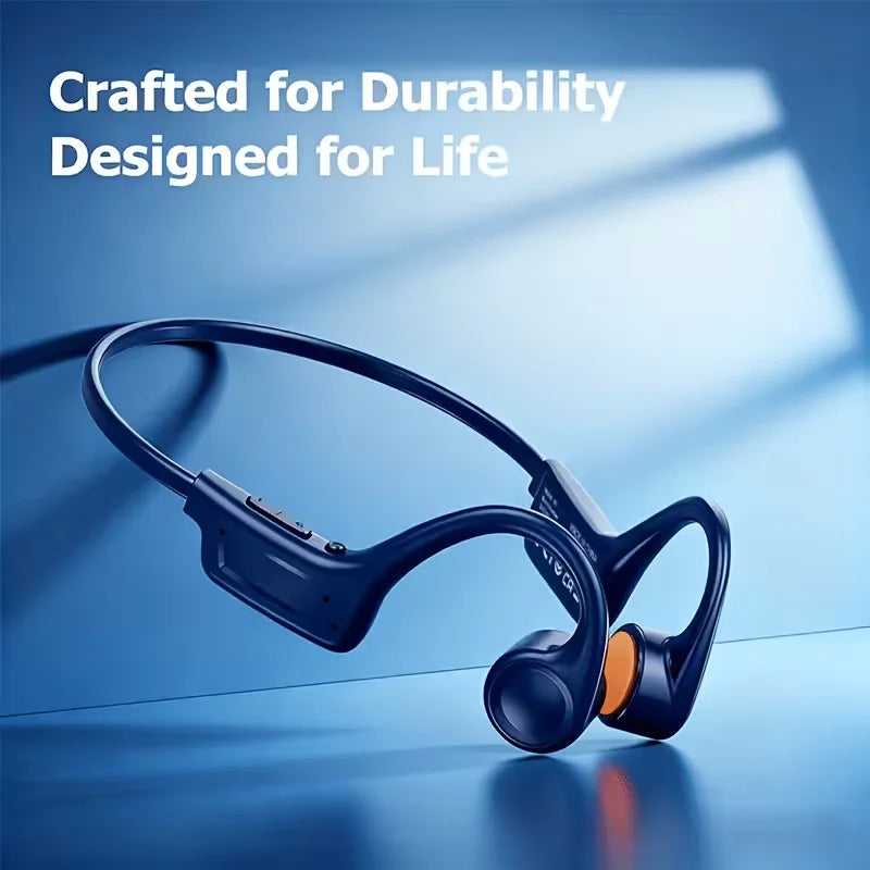 Open-ear Bone Conduction Headphones, Wireless Ear-hook Sports Headset with Microphone, 16 Hours Playback, BT 5.3 Stable Connection, HiFi Stereo, Hands-free Calling for Running & Cycling