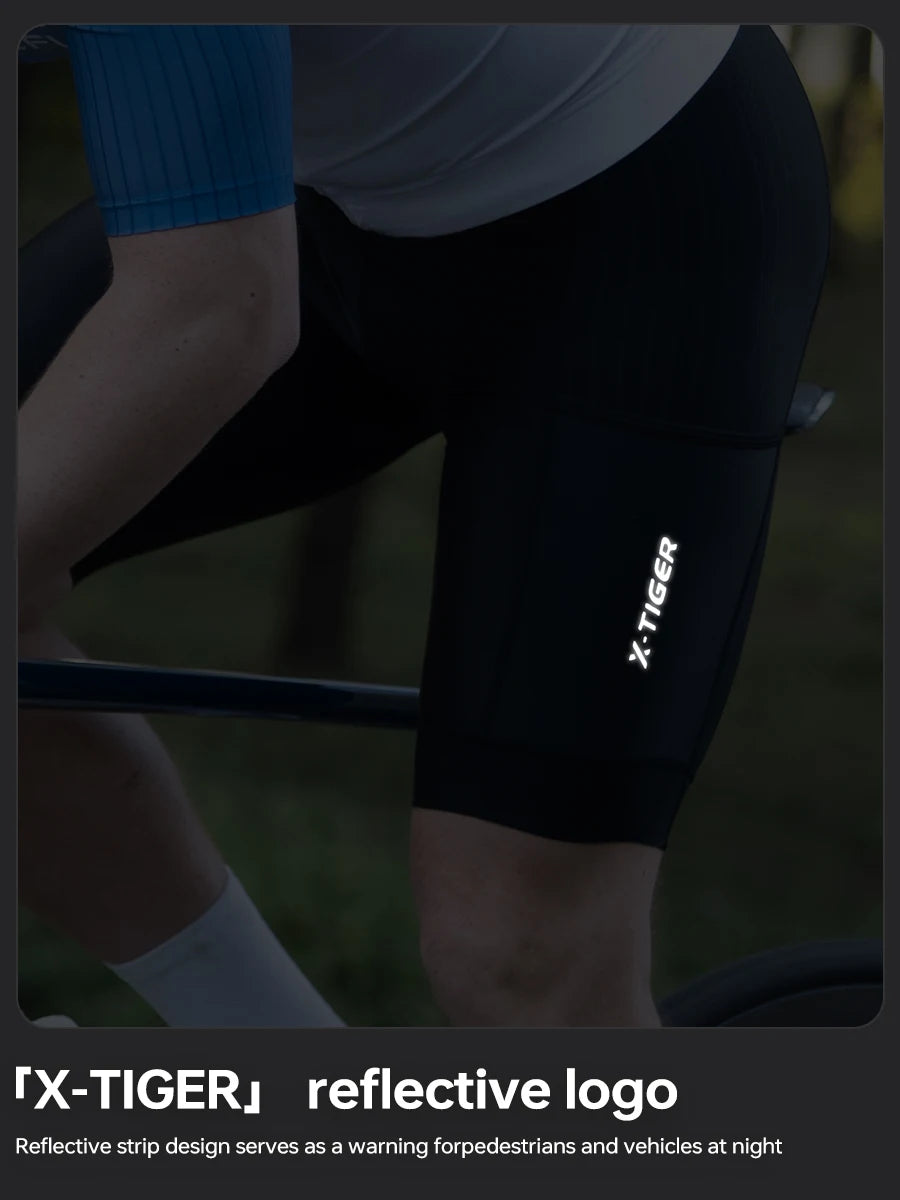 X-TIGER Cycling Bib Shorts Man 7-hour Racing Foam Cushion 2026 Summer Brown Biking Shorts Hommes MTB Long-Distance Training Clothing With Pockets