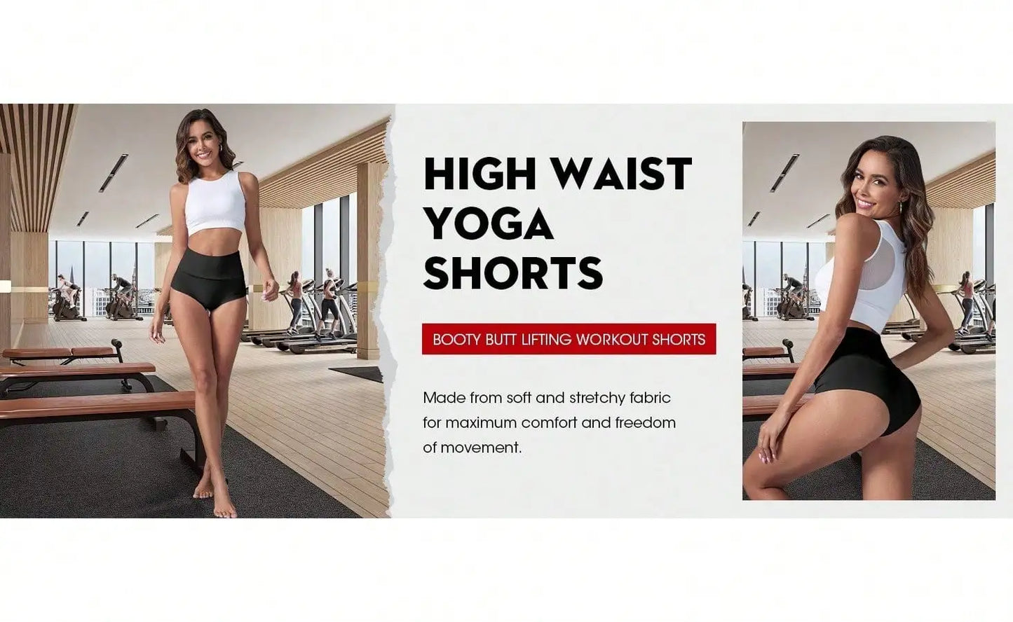 Women's High Waist Yoga Shorts with Pockets, Booty Lifting Workout Leggings, Athletic Compression Sport Shorts