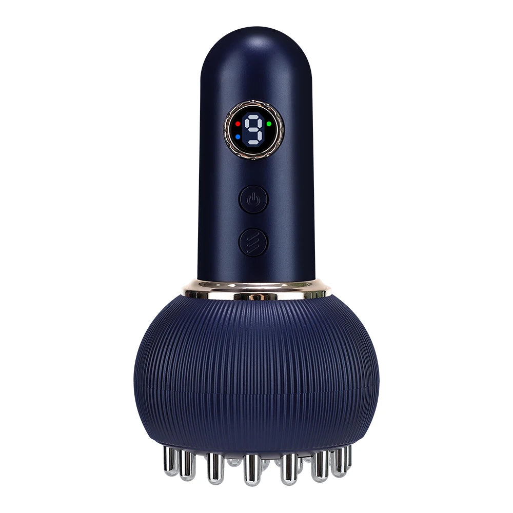 US UK Stock 9 Gears Electric Meridian Brush Body Massager Gua Sha Microcurrent Hot Compress Scraping for Slimming And Relaxation