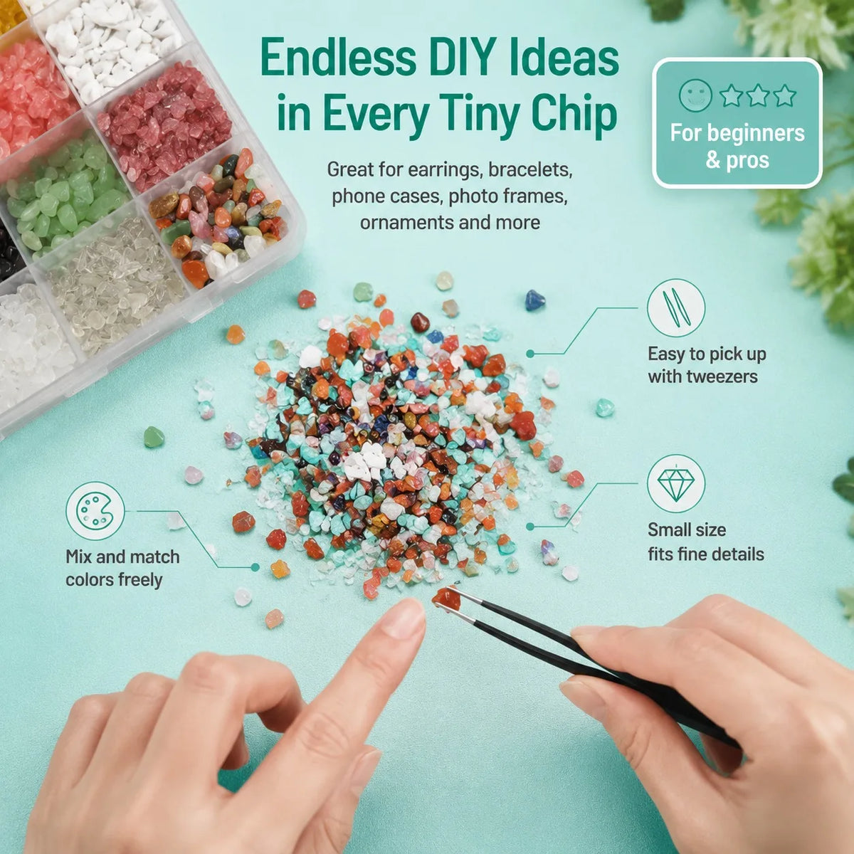 15 grid colorful crystal gravel combination, random style, crystal raw stone ore specimen, student science popularization teaching gift, crystal DIY accessories, is the best choice for holiday gifts