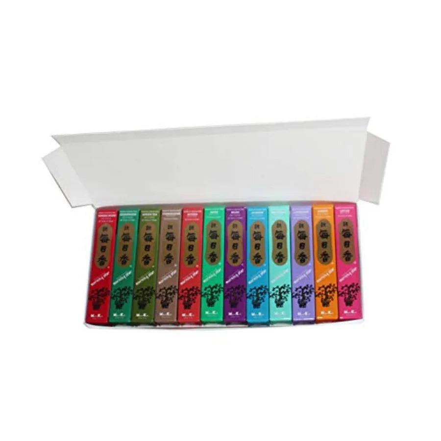 Nippon Kodo Incense - 12 Fragrance Assortment Total 12x50 600 Sticks - Sandalwood Cedarwood Green Tea Frankincense Myrrh Sage M