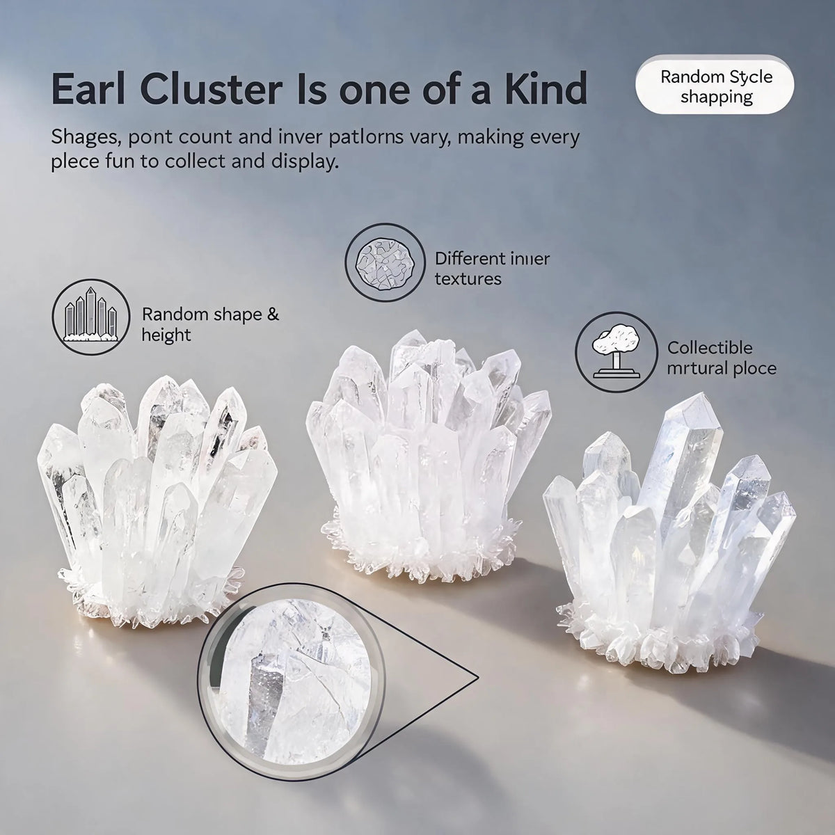 Natural high-quality white quartz crystal cluster flowers, with random styles, suitable for collecting and making high-end crystals, can be used for birthday gifts, women's gifts, scene decoration, desktop decoration