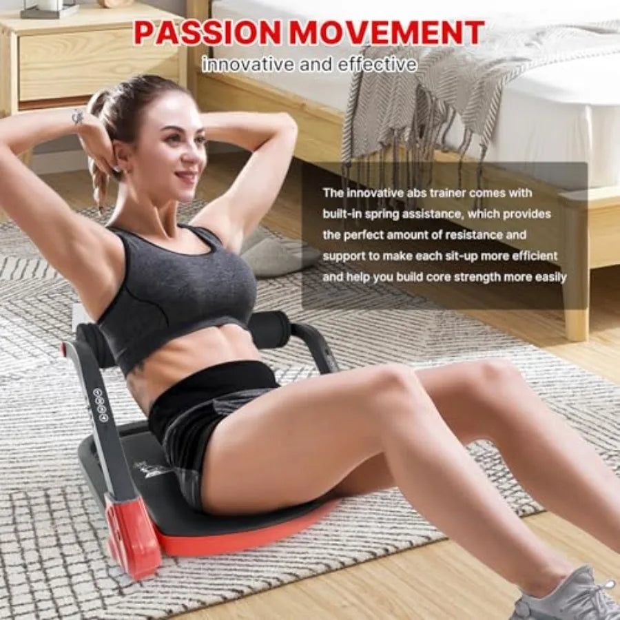 Home ab workout equipment: steel frame ab crunch machine with 4-level resistance bands black color 330 lbs weight capacity