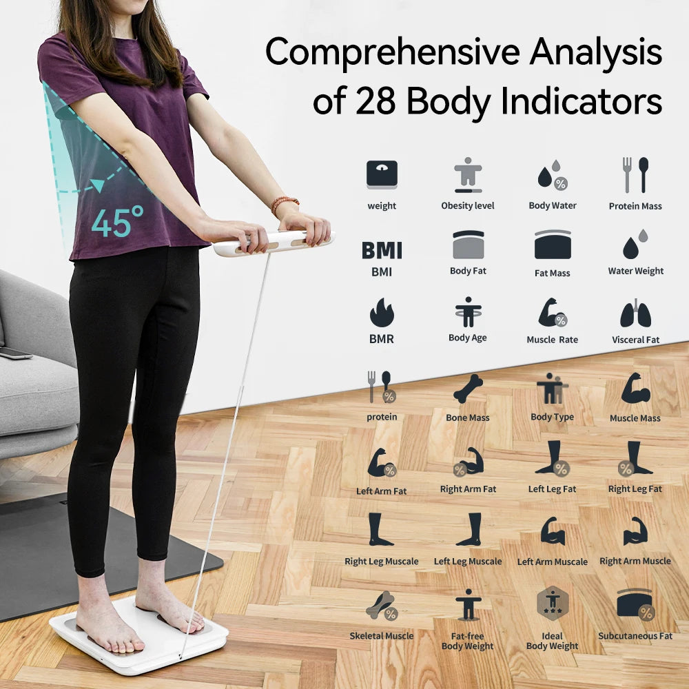 Smart Scale for Body Weight: 8-Electrode Digital Bathroom Scale for Weight Fat BMI Muscle Mass Full Body Composition Analyzer