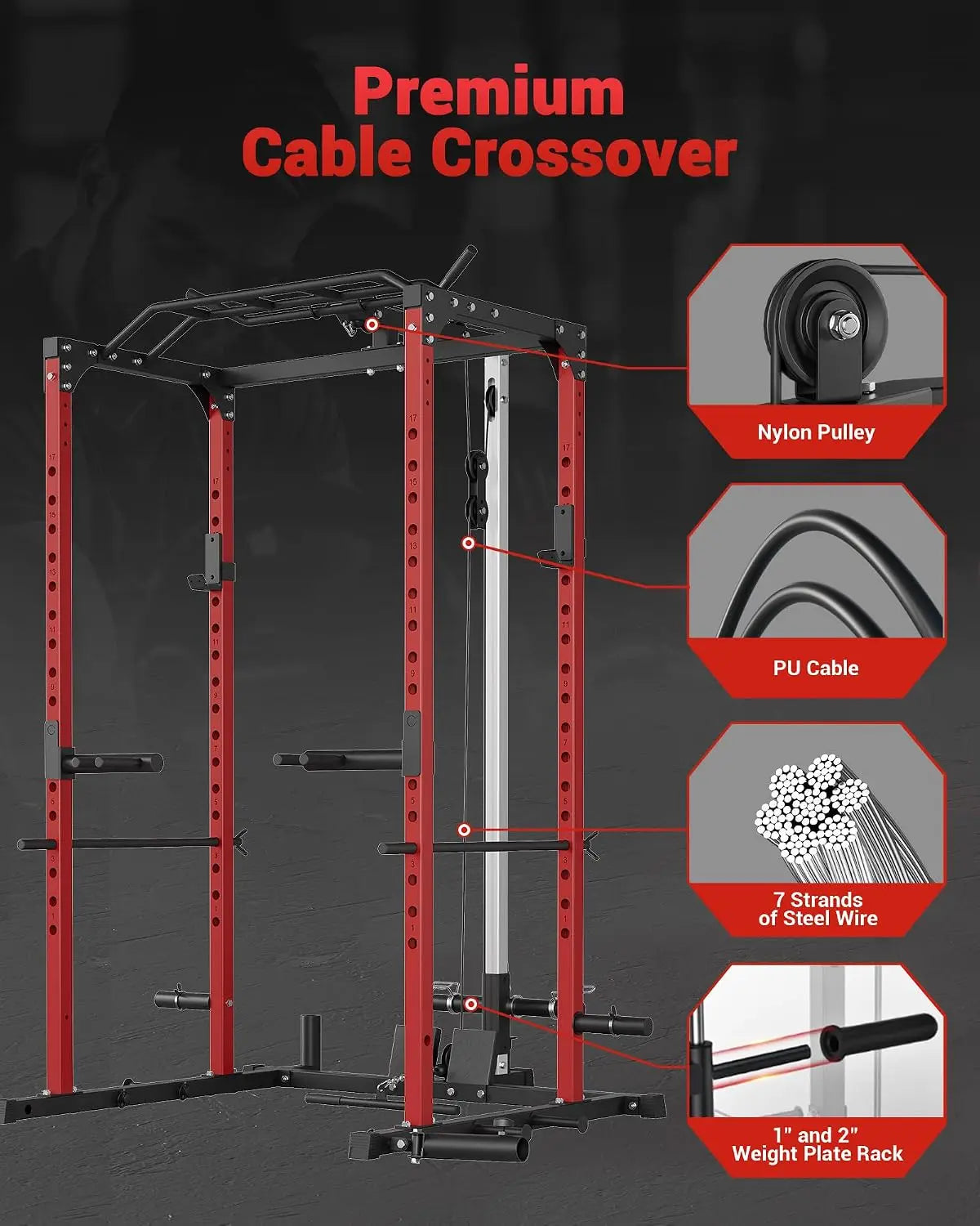 Power Cage for Home Gym with Pulley System, Power Rack & Squat Rack for Strength Training