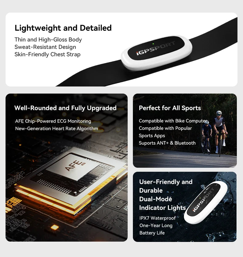 iGPSPORT HR50 Heart Rate Monitor Chest Strap Fitness Running Sport Heart Rate Sensor for Gym Cycling
