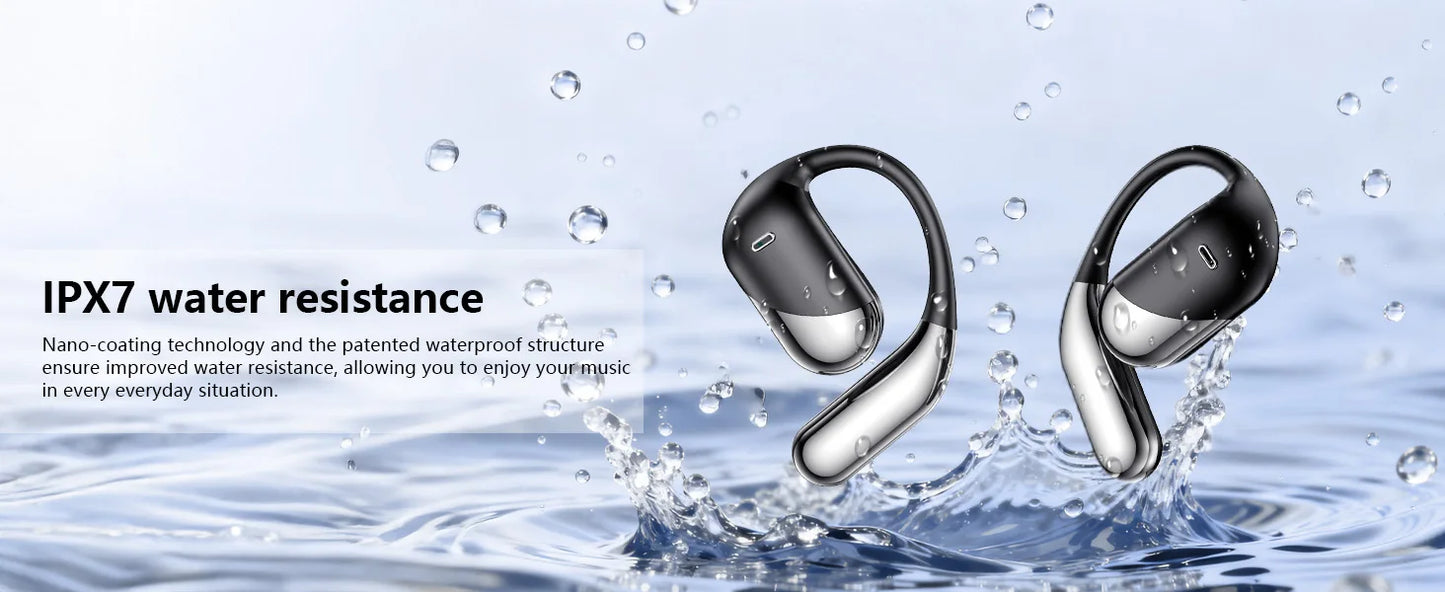 Open Ear Bone Conduction Headphones，,Over Ear Earbuds With Ergonomic Earhook,Bluetooth Headphones 5.4 With Smart Digital Display