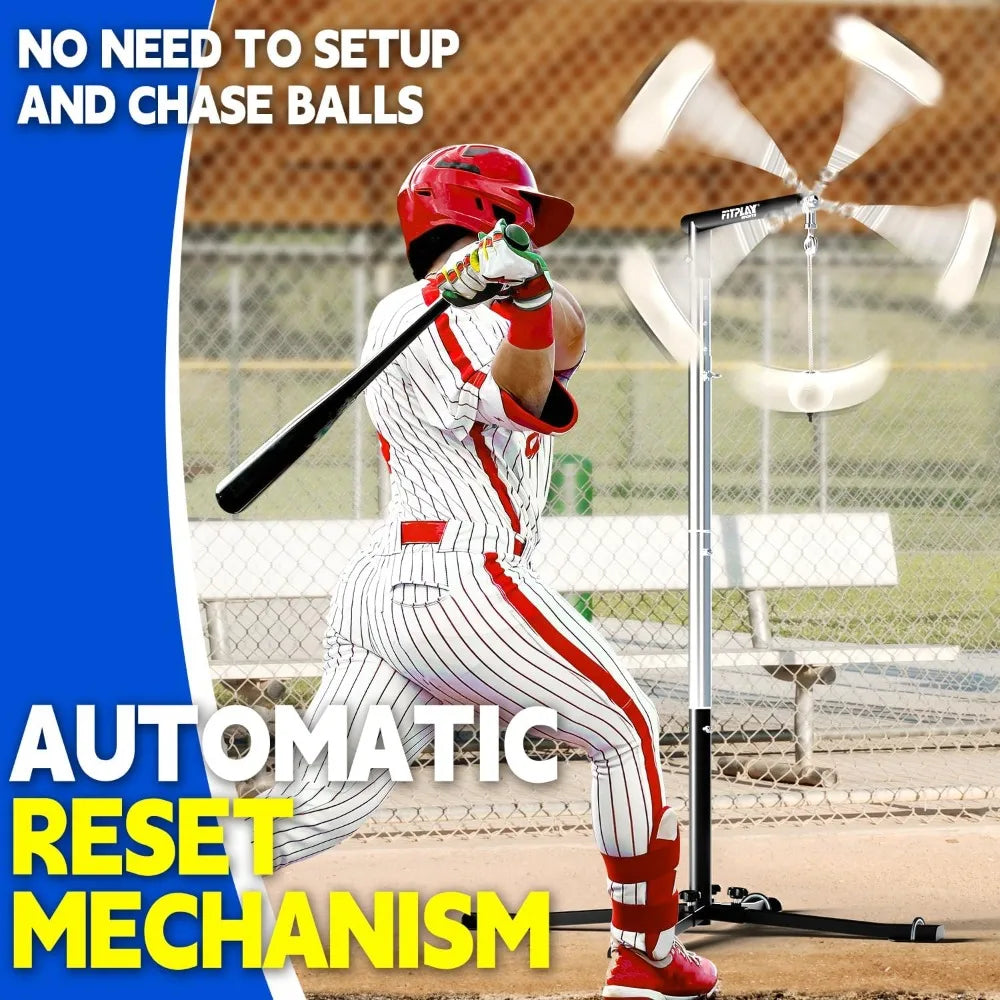Height Adjustable Batting Tee with Tethered Ball, 20" to 45" | Metal X-Base with 4 Ground Stakes & 2 Sandbags for Maximum Stability – Baseball & Softball Hitting Trainer