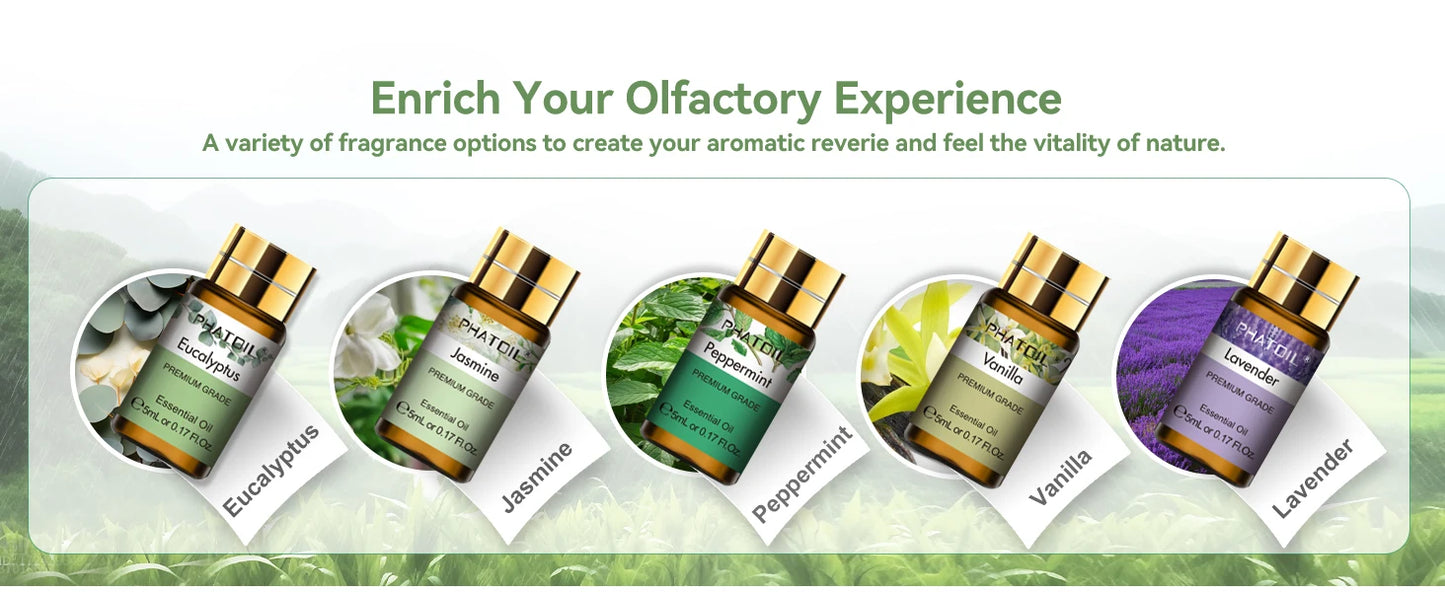 PHATOIL 15PCS Aromatherapy Essential Oil Set For Diffuser-5ml Cinnamon Lavender Eucalyptus Peppermint Lemon Vanilla Aroma Oils