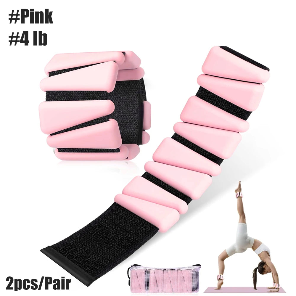 1Pair 2-4lbs Adjustable Wrist & Ankle Weights - Silicone Weighted Bracelets for Women Men - Yoga,Running,Pilates,Water Exercises