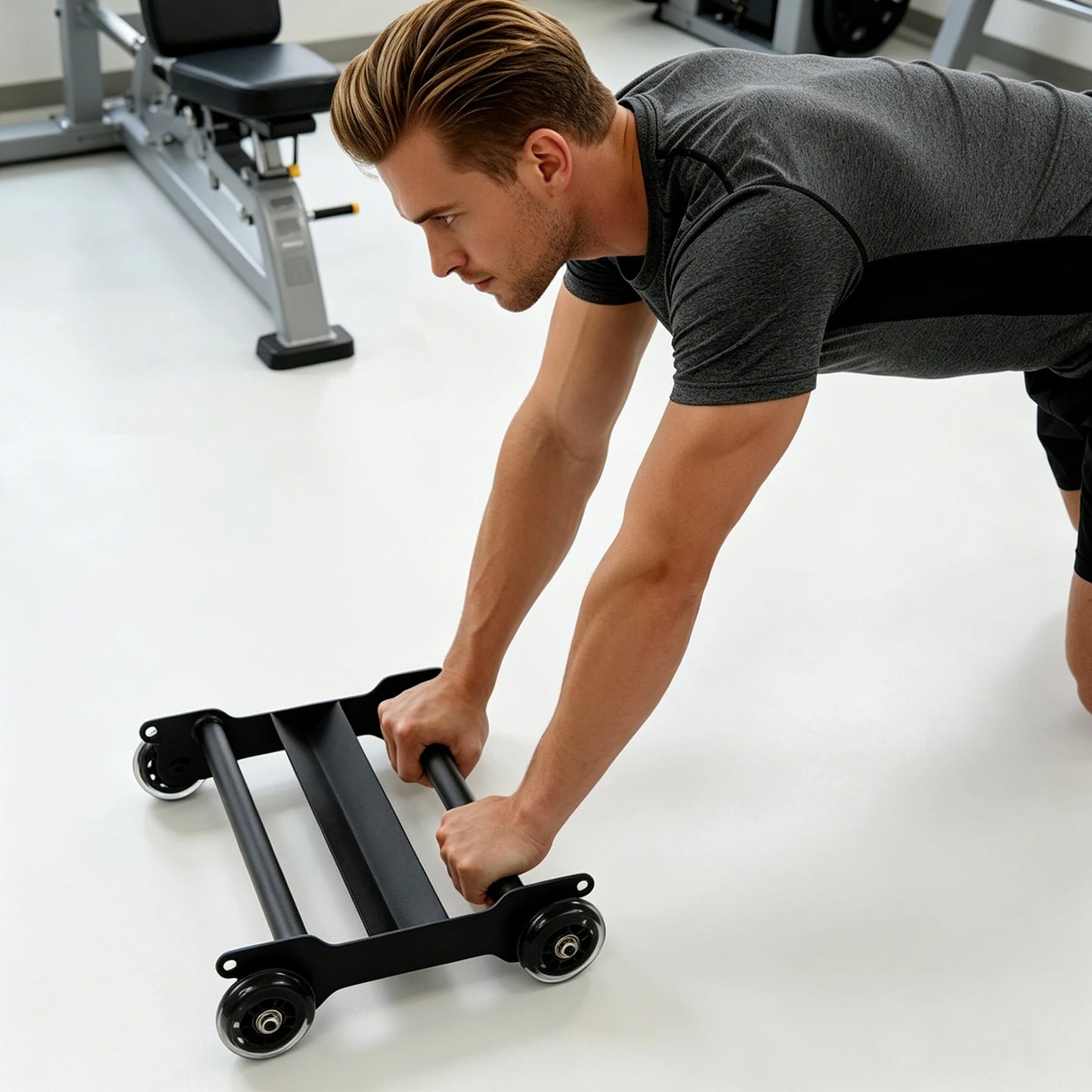 Abdominal Trainer 440lbs, Home Gym Core Workout Equipment with Wheels, 20x12.4in for Glutes Hamstrings Abs for Floor Workout