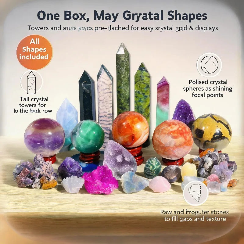 Bohemian style luxury crystal box set, with a variety of shapes, random styles, and colorful lucky crystal stones, is the best choice for Christmas gifts