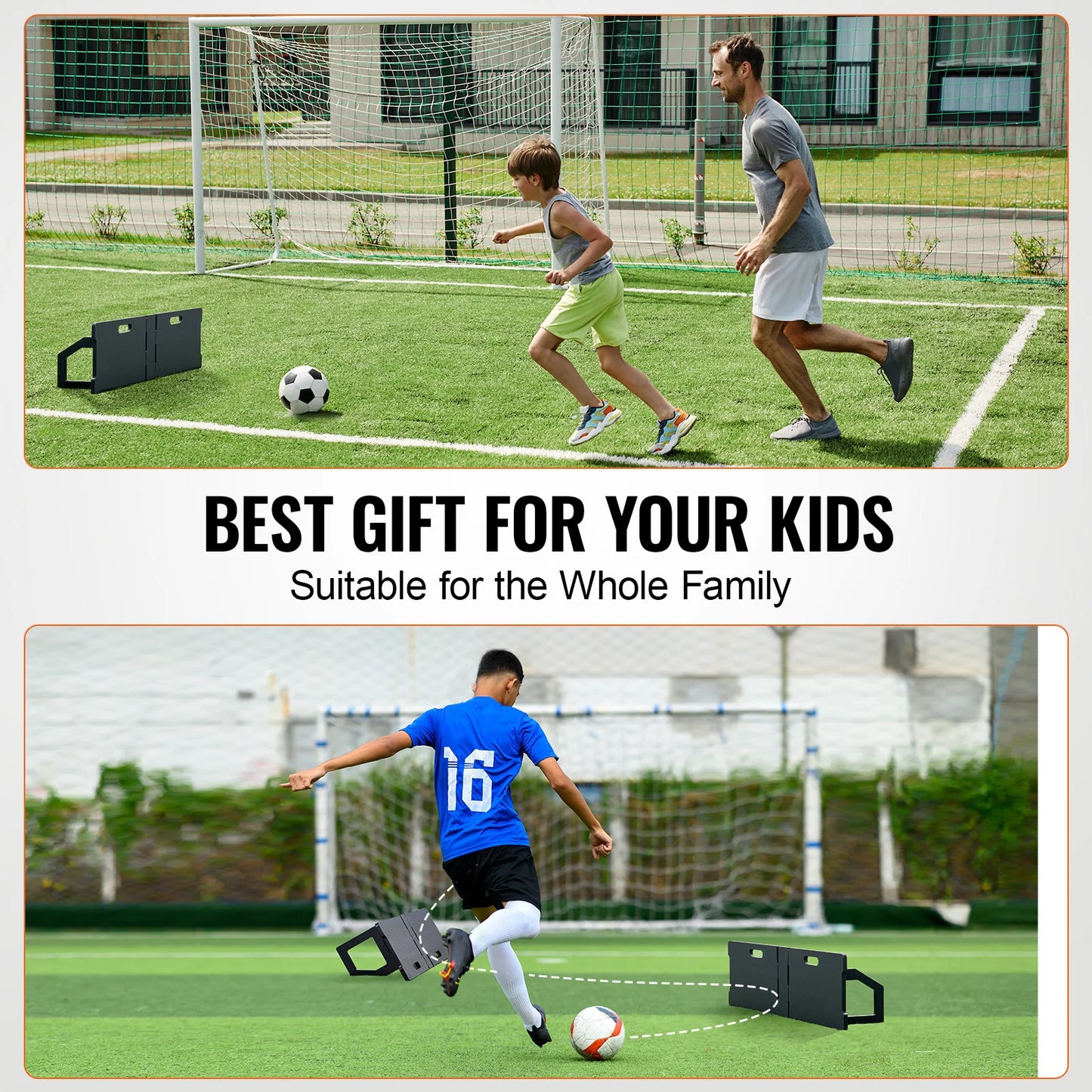 SucceBuy Soccer Rebounder Board 45"X13" Portable Soccer Wall with 2 Angles Rebound for Kids and Adults Passing&Shooting Practice
