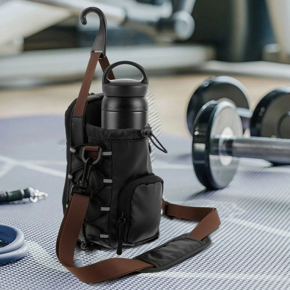 Magnetic Gym Sling Bag with Water Bottle Holder Gym Chest Pouch Gym Bottle Carrier Bag for Men Women Gym Accessories Organizer