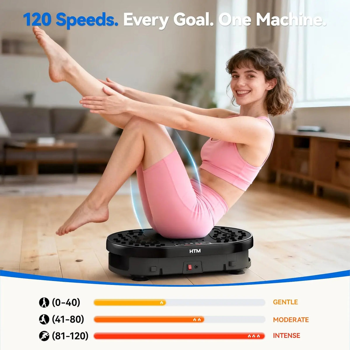 Vibration Plate 18 inch Exercise Machine Whole Body Workout Power Vibrate Fitness Platform  Weight Loss Shaping 120 Speed Levels