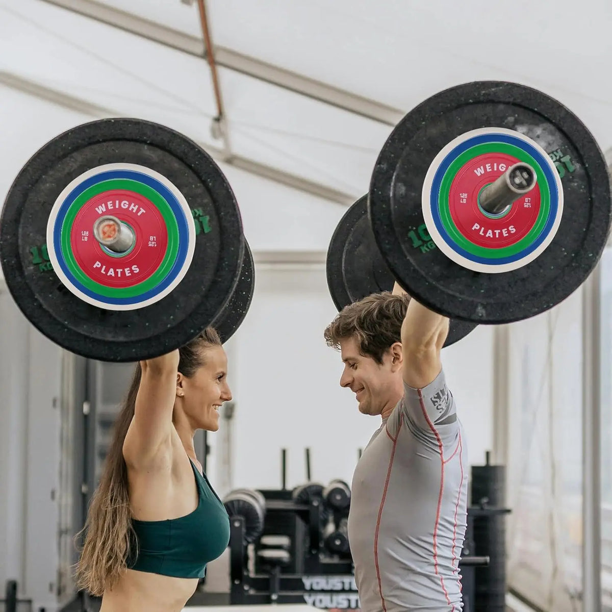 BarbellFractional Weight Plates 1.25LB 2.5LB 5LB 10LB Set Rubber Coated Strength Training Barbell Lifting Bumper Plates for Gym