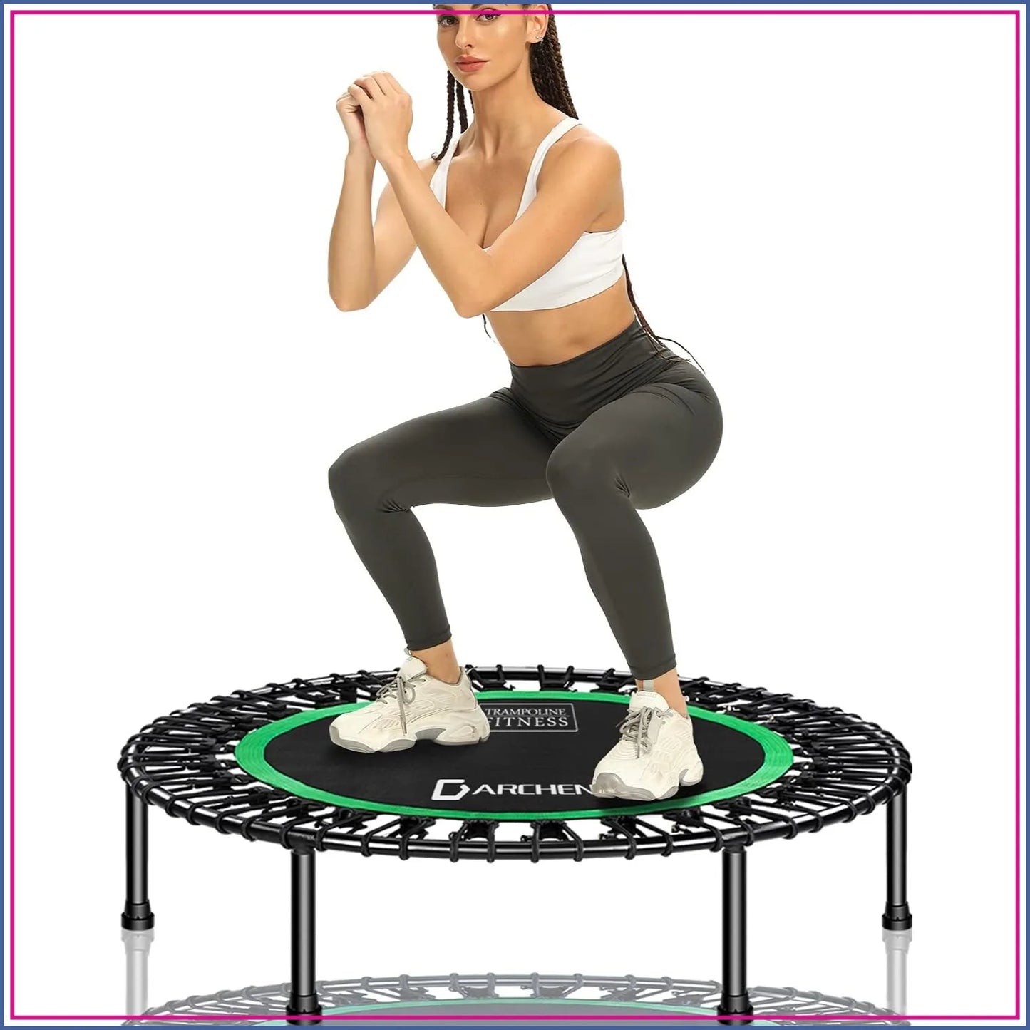 450 lbs Mini Trampoline for Adults, Quiet & Safe Bounce, 40 Inch Indoor Rebounder for Workout Fitness