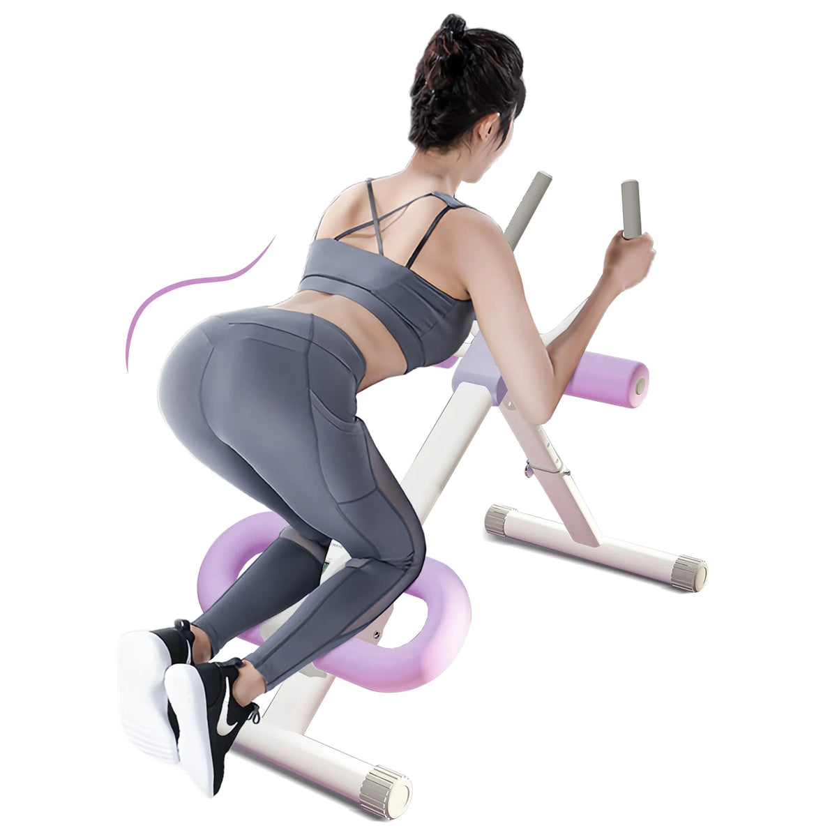 Foldable Ab Crunch Machine Core Workout Bench Adjustable Equipment Fitness Exercise Strength Resistance Bands for Home Gym