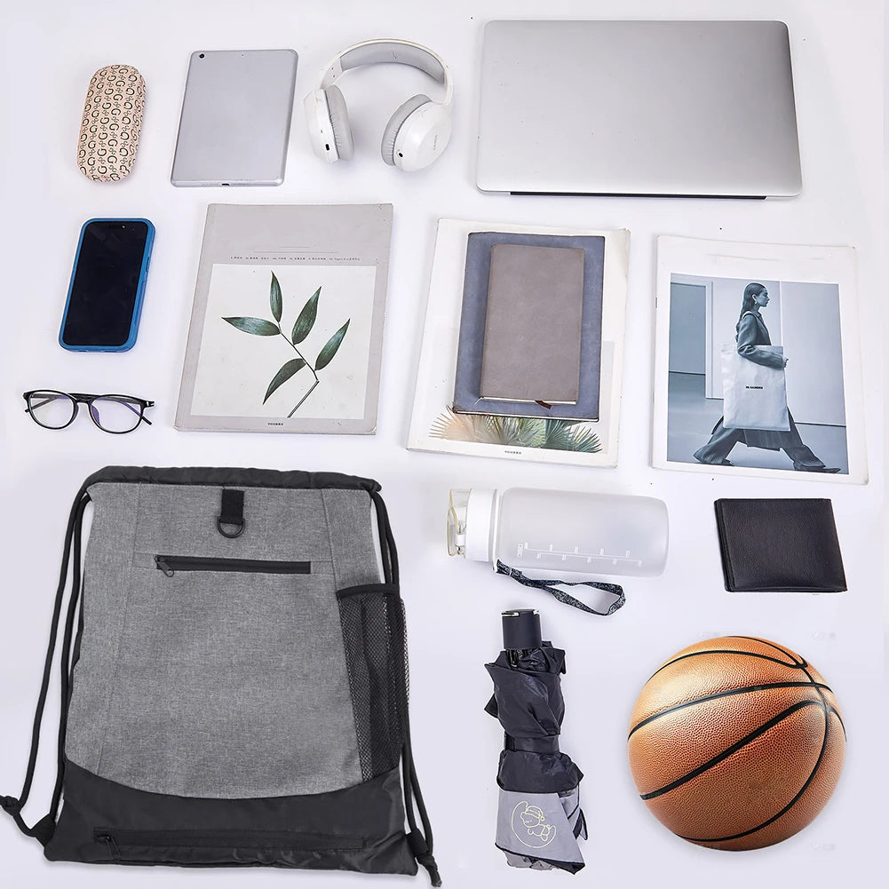 Drawstring Basketball Backpack Foldable Soccer Backpacks Women Yoga Bag Gym Sackpack With Detachable Mesh Bag For Outdoor Sports