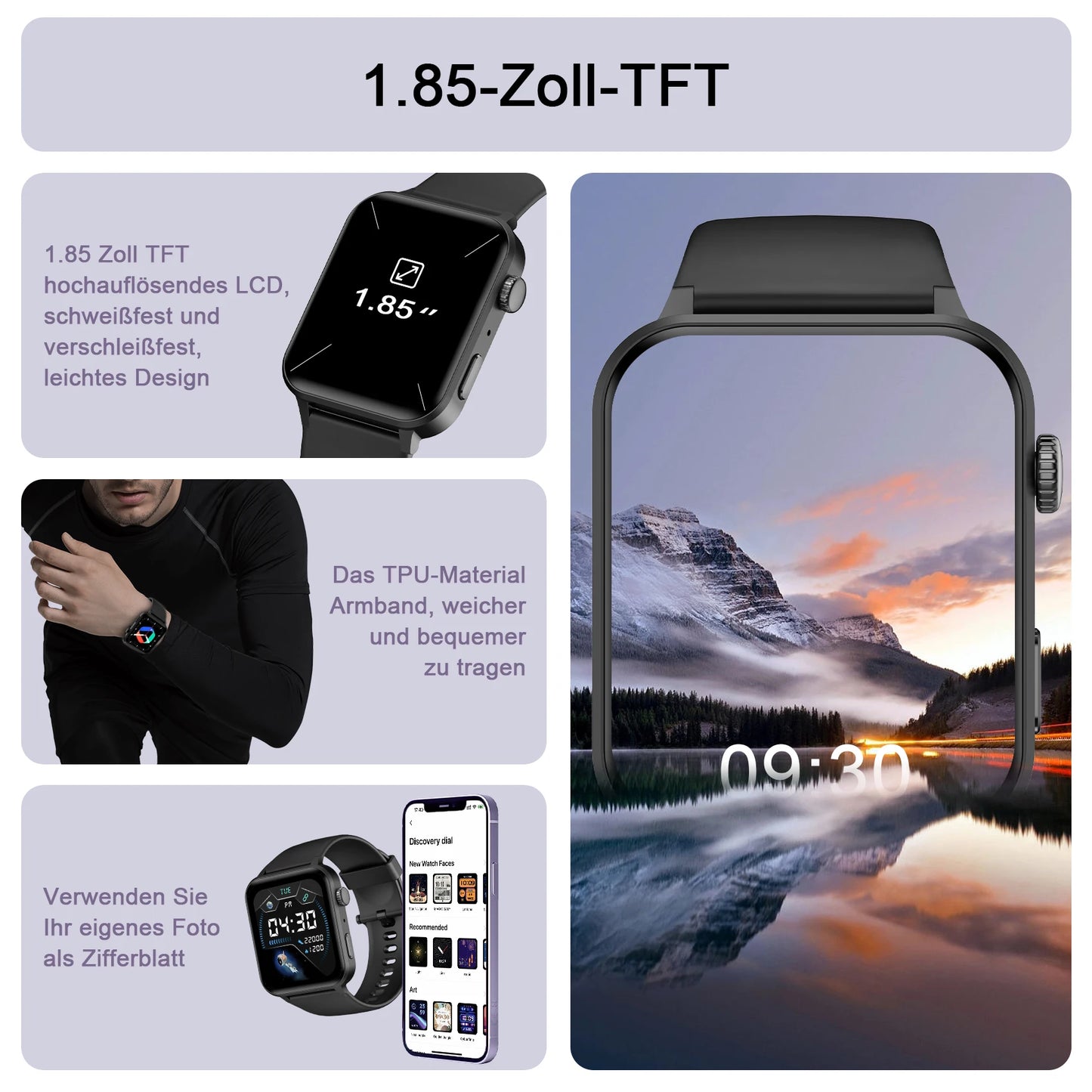 Blackview R30PRO Bluetooth Smartwatch Health Monitoring 100+ Sport Mode Fitness Watch 1.85‘’ HD TFT Screen Watches for Men Women
